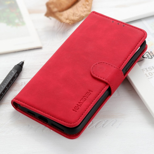 Khazneh Texture rétro PU + TPU Horizontal Flip Cuir Case avec porte-cartes et portefeuille pour iPhone 13 mini (rouge) SH301D390-07