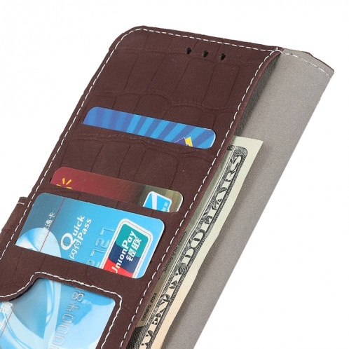 Texture de crocodile Table à bascule horizontale avec support et porte-cartes et portefeuille pour iPhone 13 Mini (Brown) SH601B1623-07