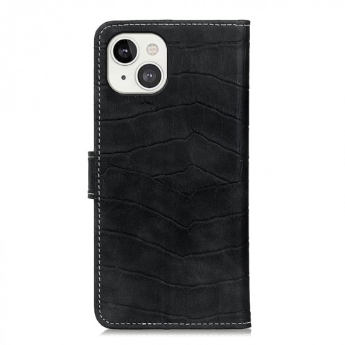 Texture de crocodile Table à bascule horizontale avec porte-cartes et portefeuille pour iPhone 13 (noir) SH602A181-07