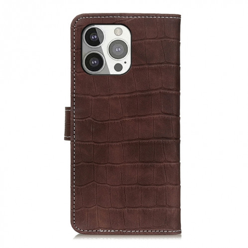 Texture de crocodile Table à bascule horizontale avec support et portefeuille et portefeuille pour iPhone 13 Pro (Brown) SH603B615-07