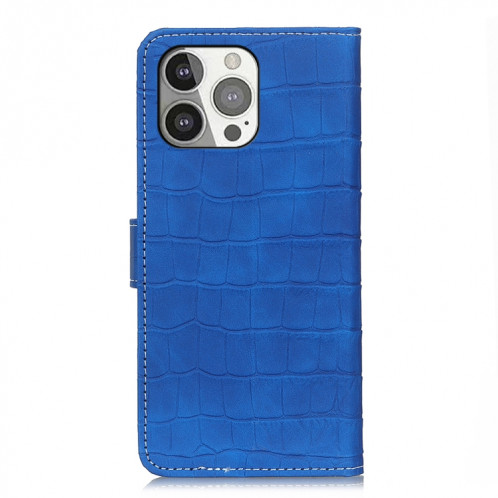 Texture de crocodile Table à bascule horizontale avec porte-cartes et portefeuille pour iPhone 13 Pro (Bleu) SH603C1579-07