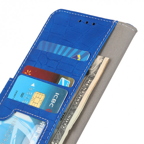 Texture de crocodile Table à bascule horizontale avec porte-cartes et portefeuille pour iPhone 13 Pro (Bleu) SH603C1579-07