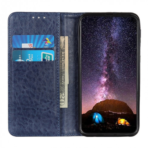 Magnétique Crazy Horse Texture Horizontale Flip Cuir Coffret avec porte-cartes et portefeuille pour iPhone 13 Pro (Bleu) SH703B716-07