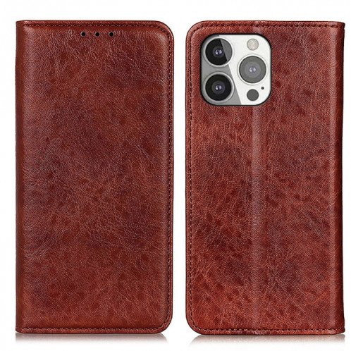 Magnétique Crazy Horse Texture Horizontale Flip Cuir Coating avec porte-cartes et portefeuille pour iPhone 13 Pro (Brown) SH703C766-07