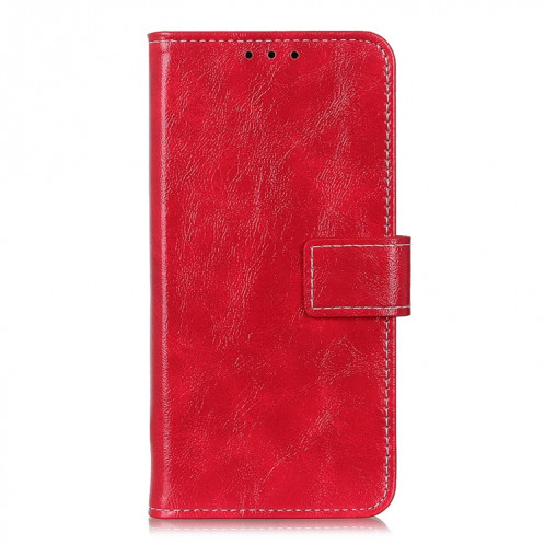 Étui de cuir horizontal de texture de texture de chene folle rétro avec porte-carte et cadre photo et portefeuille pour iPhone 13 mini (rouge) SH801E142-07