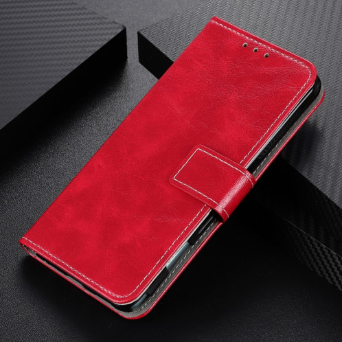 Étui de cuir horizontal de texture de texture de chene folle rétro avec porte-carte et cadre photo et portefeuille pour iPhone 13 mini (rouge) SH801E142-07