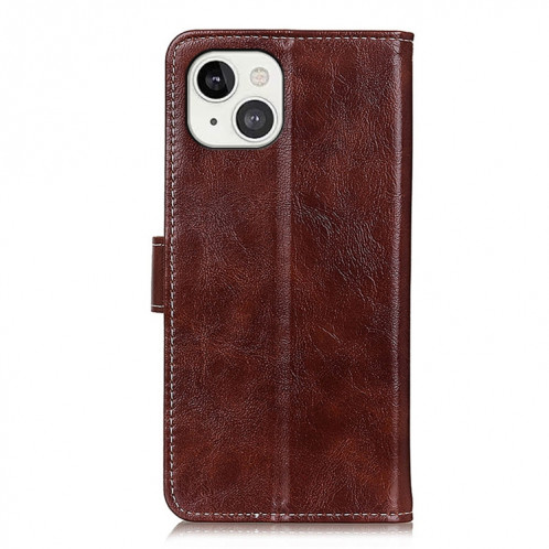 Texture Crazy Retro Crazy Texture Horizontal Horizontal Toam Coating avec porte-carte Slots & Photo Cadre et portefeuille pour iPhone 13 (Brown) SH802C817-07