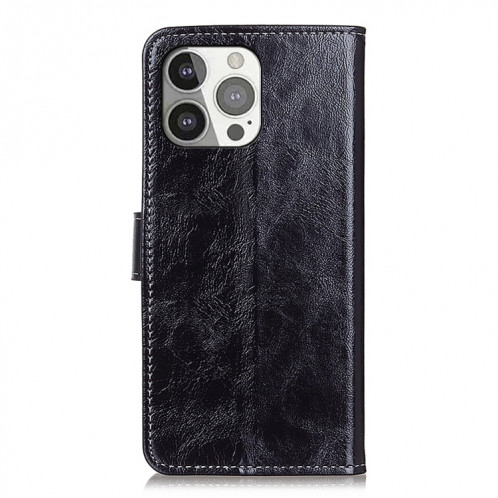 Texture Crazy Retro Crazy Horse Texture Horizontale Horizon Horizon Coating avec titulaire & Cadre Slots & Photo Cadre et portefeuille pour iPhone 13 PRO (Noir) SH803A328-07