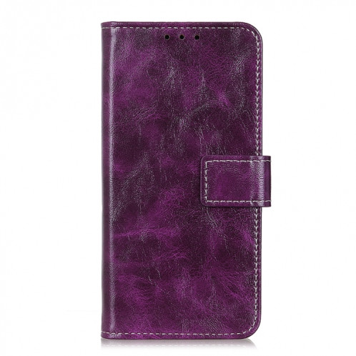 Étui de cuir horizontal de texture de texture de cheval rétro de texture de texture horizontale avec porte-carte et cadre photo et portefeuille pour iPhone 13 Pro (violet) SH803D527-07