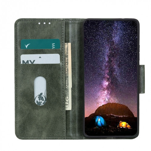 Mirren Crazy Horse Texture Horizontale Flip Cuir Case avec porte-cartes et portefeuille pour iPhone 13 (vert) SH202D765-07
