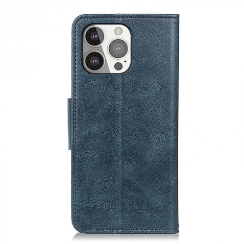 Mirren Crazy Horse Texture Horizontale Flip Cuir Coffret avec porte-cartes et portefeuille pour iPhone 13 PRO (Bleu) SH203B1426-07