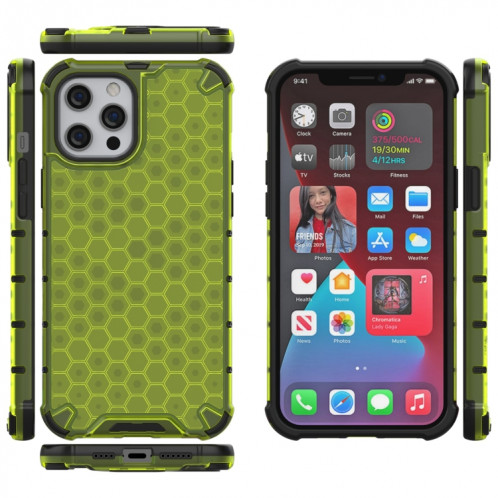 Étui de protection PC + TPU anti-nid d'abeilles antichoccle pour iPhone 13 Pro (Vert) SH203B1823-07