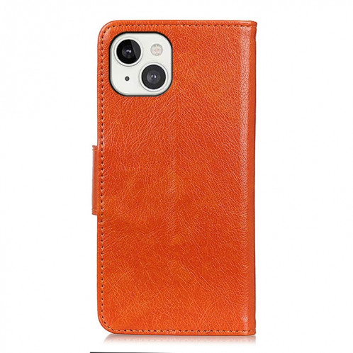 Texture Nappa Étui en cuir horizontal horizontal avec porte-carte et portefeuille pour iPhone 13 (Orange) SH602A320-07