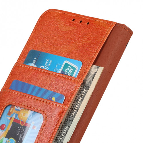 Texture Nappa Étui en cuir horizontal horizontal avec porte-carte et portefeuille pour iPhone 13 (Orange) SH602A320-07