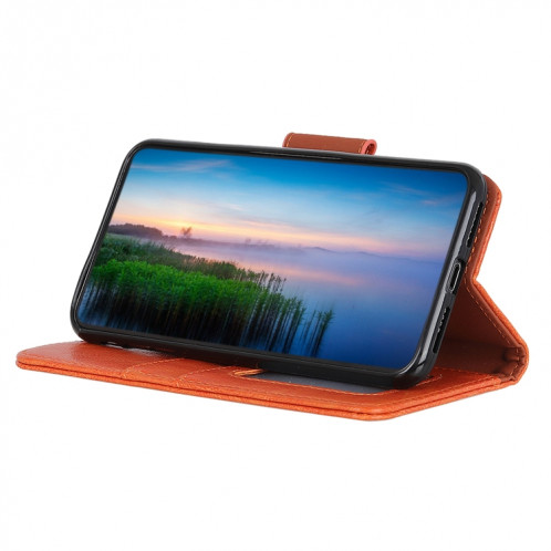 Texture Nappa Étui en cuir horizontal horizontal avec porte-carte et portefeuille pour iPhone 13 (Orange) SH602A320-07