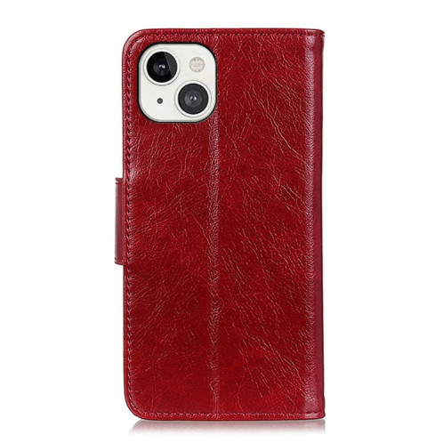 Texture Nappa Horizontal Horizontal Cuir Coating avec porte-cartes et portefeuille pour iPhone 13 (rouge) SH602C1372-07