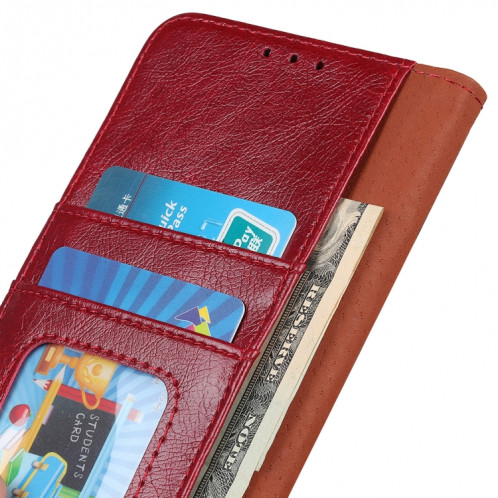 Texture Nappa Horizontal Horizontal Cuir Coating avec porte-cartes et portefeuille pour iPhone 13 (rouge) SH602C1372-07