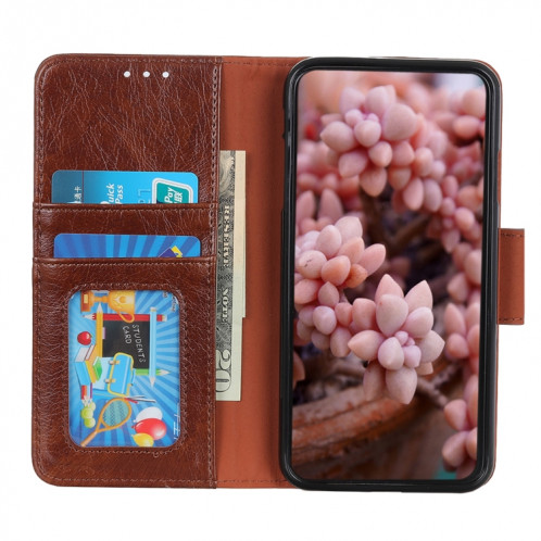 Texture Nappa Horizontal Horizontal Cuir Coating avec porte-carte et portefeuille pour iPhone 13 (Brown) SH602D1669-07