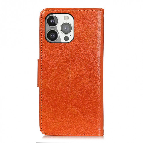 Nappa Texture Horizontal Flip Cuir Coating avec porte-cartes et portefeuille et portefeuille pour iPhone 13 Pro (Orange) SH603A1714-07