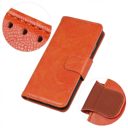 Nappa Texture Horizontal Flip Cuir Coating avec porte-cartes et portefeuille et portefeuille pour iPhone 13 Pro (Orange) SH603A1714-07