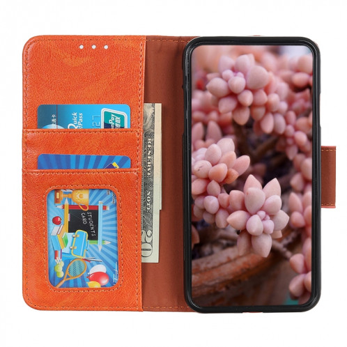 Nappa Texture Horizontal Flip Cuir Coating avec porte-cartes et portefeuille et portefeuille pour iPhone 13 Pro (Orange) SH603A1714-07