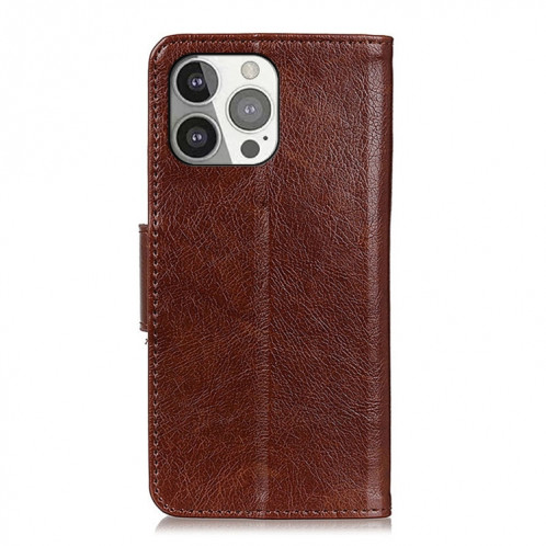Nappa Texture Horizontal Flip Cuir Toot avec porte-cartes et portefeuille pour iPhone 13 PRO (Brown) SH603D880-07
