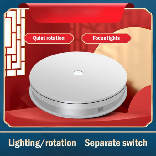 20cm Triffret rotative à rotation d'affichage plate-forme tournante LED lumière Video Striping accessoires plans de platine, prise d'alimentation: 220V Fiche EU (Blanc) SH102B1524-07