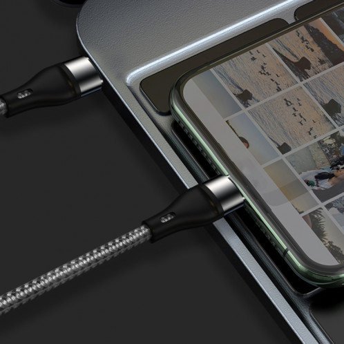 PD 60W USB-C / TYPE-C à USB-C / TYPE-C TRANSPORT DE DONNÉES DE DONNÉES NYLON NYLON, DU CÂBLE DE CÂBLE: 2M (Noir) SH602A445-08