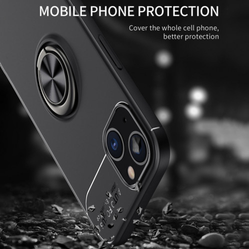Porte-bague métallique TPU rotative à 360 degrés pour iPhone 13 (noir + noir) SH702A1019-07