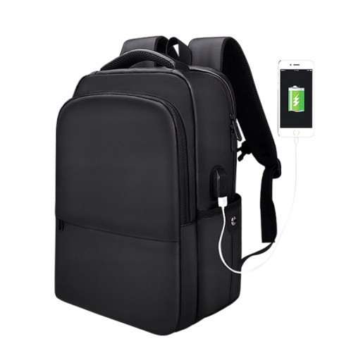 Sac à dos d'ordinateur décontracté SJ01 avec port de chargement USB, taille: 13-15 pouces universel (noir) SH001A410-09