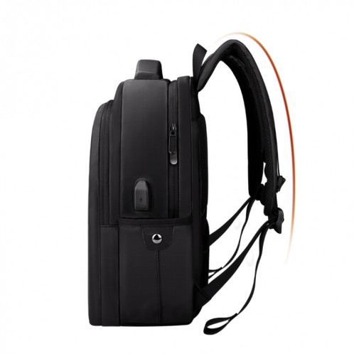 Sac à dos d'ordinateur décontracté SJ01 avec port de chargement USB, taille: 13-15 pouces universel (noir) SH001A410-09