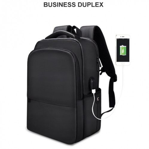 Sac à dos d'ordinateur décontracté SJ01 avec port de chargement USB, taille: 13-15 pouces universel (noir) SH001A410-09