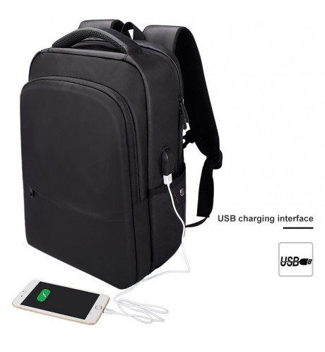 Sac à dos d'ordinateur décontracté SJ01 avec port de chargement USB, taille: 13-15 pouces universel (noir) SH001A410-09