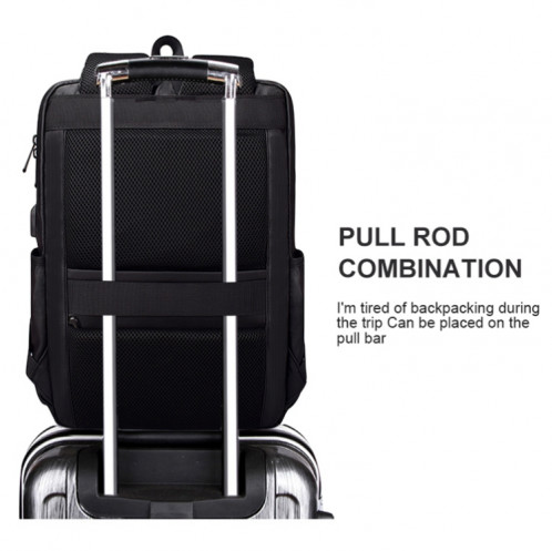 Sac à dos d'ordinateur décontracté SJ01 avec port de chargement USB, taille: 13-15 pouces universel (noir) SH001A410-09
