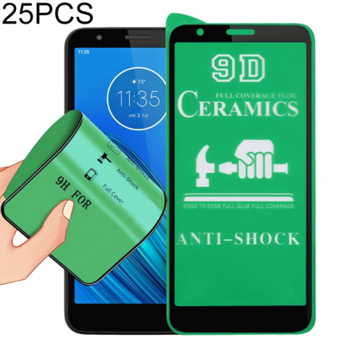 Pour Motorola Moto E6 25 PCS 9D Film en céramique complet en plein écran SH04081276-09