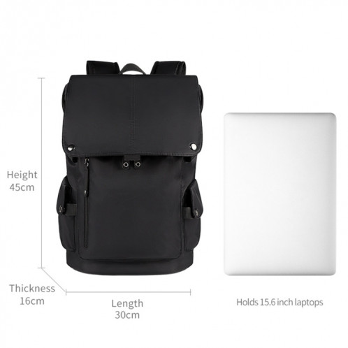Sac à dos pour ordinateur portable universel universel SJ02 13-15.6 pouces avec port de chargement USB (noir) SH601B1886-09