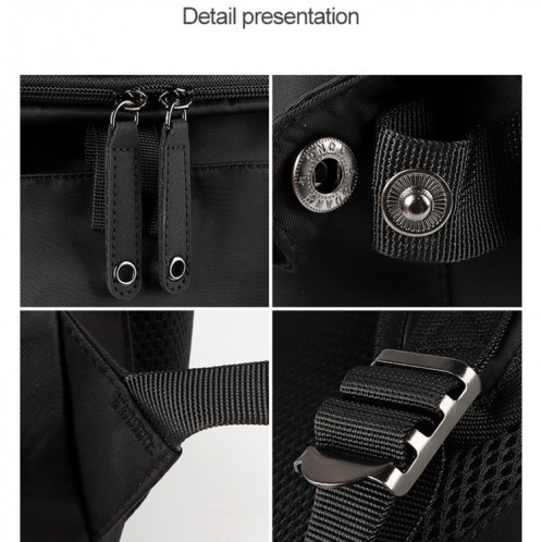 Sac à dos pour ordinateur portable universel universel SJ02 13-15.6 pouces avec port de chargement USB (noir) SH601B1886-09