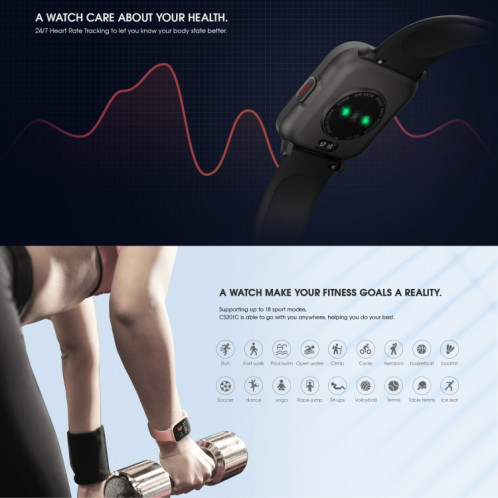 CS201C 1,3 pouce IPS Color Screen 5ATM Sport Sport Smart Smart, Support Surveillance du sommeil / Surveillance de la fréquence cardiaque / Mode Sport / Rappel d'appel (Noir) SH801A1292-05