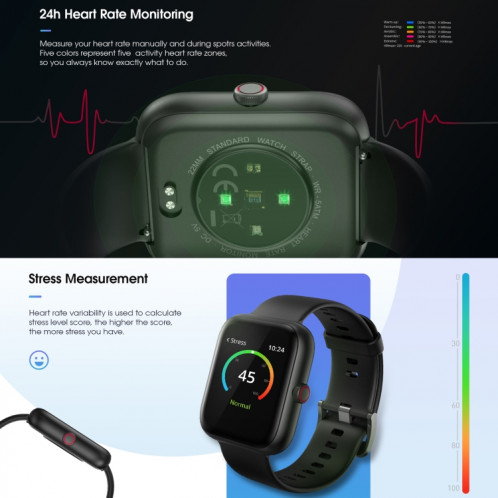 CS253 1,57 pouce TFT Touch Screen 5ATM Water Smart Watch, Support Surveillance du sommeil / Surveillance de la fréquence cardiaque / Mode Sport / Rappel des appels et d'informations entrants (Noir) SH001A294-08