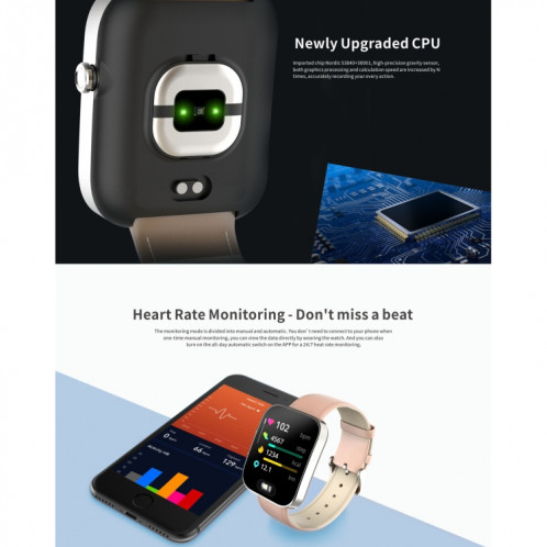 H1 1.3 pouces TFT Screen Smart Watch Smart Smart, Support Surveillance du sommeil / Surveillance de la fréquence cardiaque / Ecg Électrocardiogramme / Gestion vasculaire / Surveillance de la température corporelle SH801A942-010