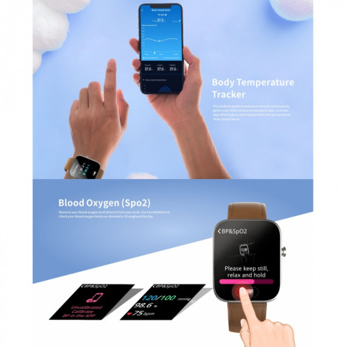 H1 1,3 pouce TFT Screen IP68 Wather Watch Smart Watch, Support Surveillance du sommeil / Surveillance de la fréquence cardiaque / Ecg Electrocardiogramme / Gestion vasculaire / Surveillance de la température corporelle SH801B232-010