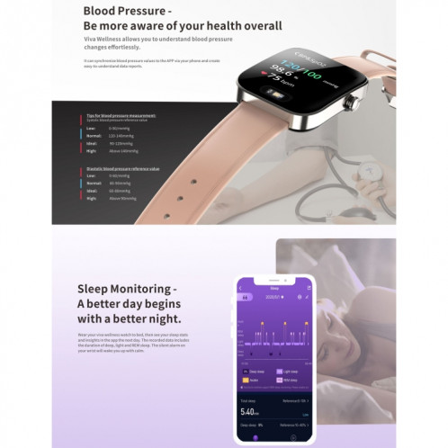 H1 1.3 pouces TFT Screen Smart Watch Smart Smart, Support Surveillance du sommeil / Surveillance de la fréquence cardiaque / Ecg Électrocardiogramme / Gestion vasculaire / Surveillance de la température corporelle SH801A942-010