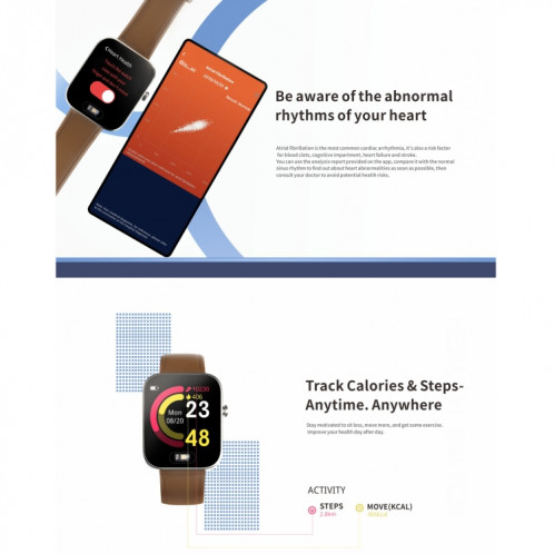 H1 1,3 pouce TFT Screen IP68 Wather Watch Smart Watch, Support Surveillance du sommeil / Surveillance de la fréquence cardiaque / Ecg Electrocardiogramme / Gestion vasculaire / Surveillance de la température corporelle SH801B232-010