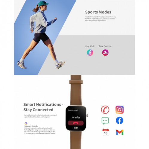 H1 1,3 pouce TFT Screen IP68 Wather Watch Smart Watch, Support Surveillance du sommeil / Surveillance de la fréquence cardiaque / Ecg Electrocardiogramme / Gestion vasculaire / Surveillance de la température corporelle SH801B232-010