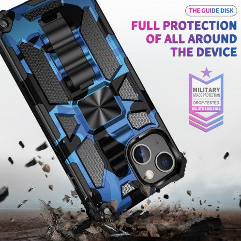 Camouflage Armure antichorcométrique TPU + PC Cas de protection magnétique avec support pour iPhone 13 mini (bleu) SH501D1282-05