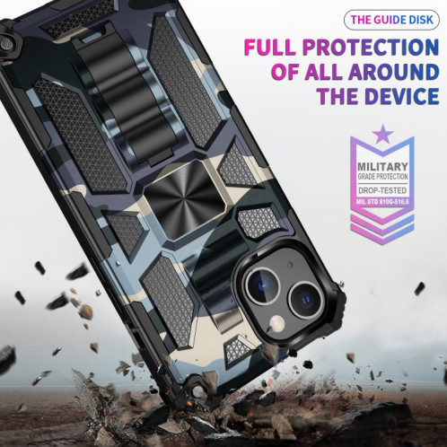 Armure de camouflage TPU + PC Cas de protection magnétique avec support pour iPhone 13 Pro (bleu marine) SH503C152-05