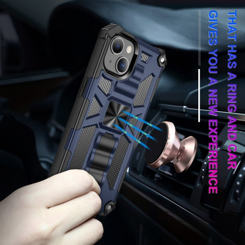 Armure antichoc TPU + PC Cas de protection magnétique avec support pour iPhone 13 (bleu) SH802D630-06