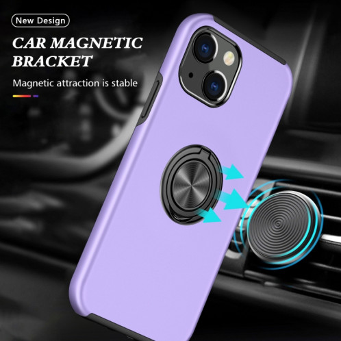 PC + TPU Cas de protection magnétique antichoc avec porte-bague invisible pour iPhone 13 mini (violet) SH801G1919-07