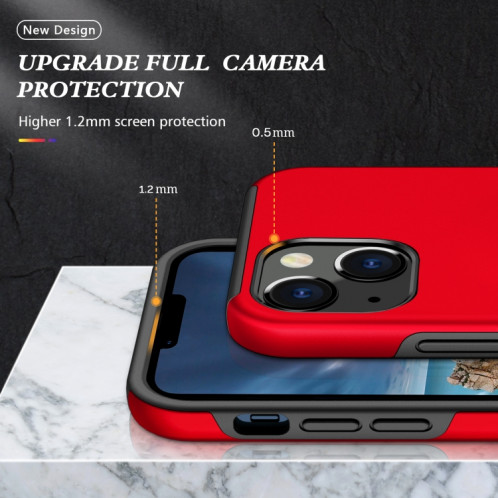 Cas protecteur magnétique PC + TPU avec porte-bague invisible pour iPhone 13 (rouge) SH802B323-07
