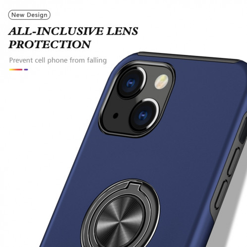 Cas protecteur magnétique PC + TPU avec support d'anneau invisible pour iPhone 13 (bleu) SH802C272-07